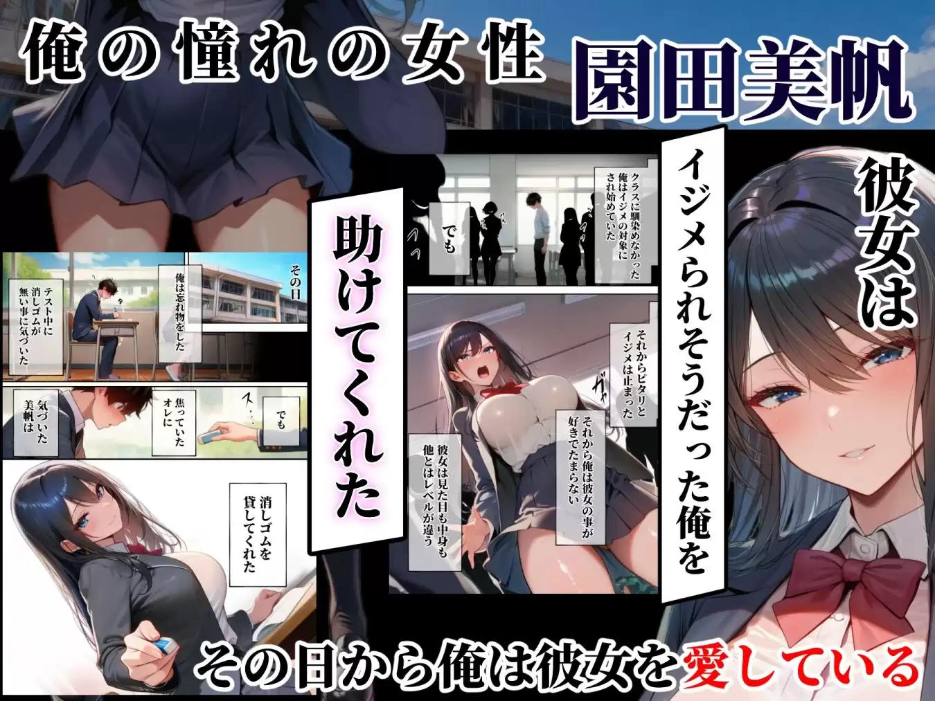 同じクラスの巨乳黒髪女神の心に空いた穴をオレの穢れた巨根でアナウメする話 ぱるぱるむんむん 1ページ目