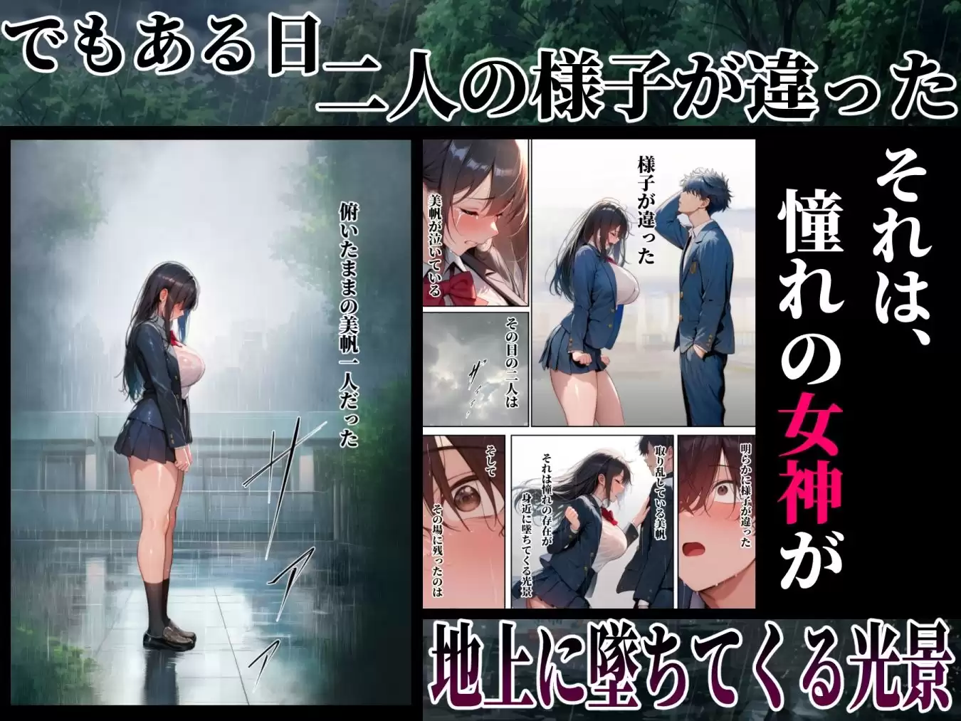 同じクラスの巨乳黒髪女神の心に空いた穴をオレの穢れた巨根でアナウメする話 ぱるぱるむんむん 3ページ目